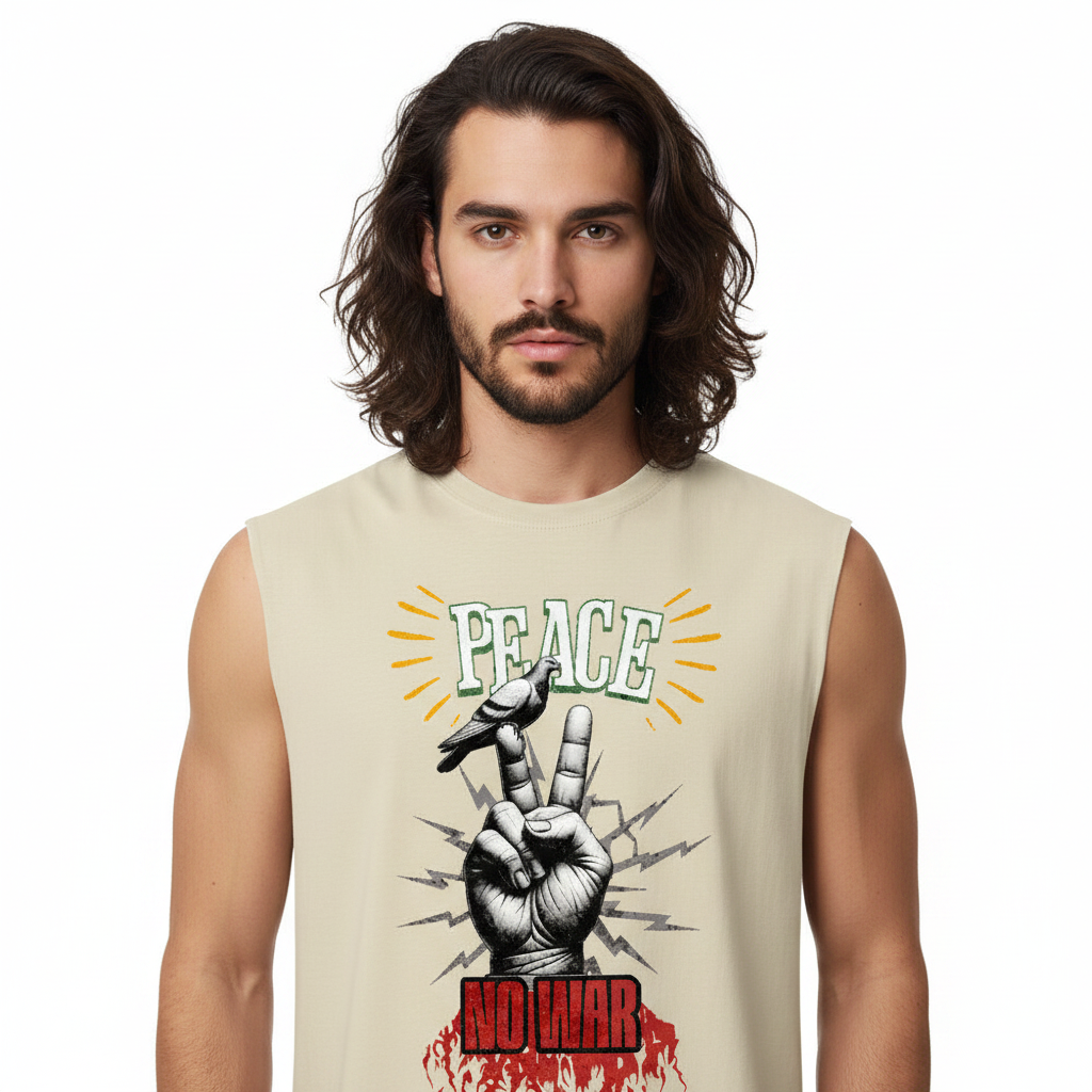 Sleeveless Oversized Tee / PEACE no WAR
