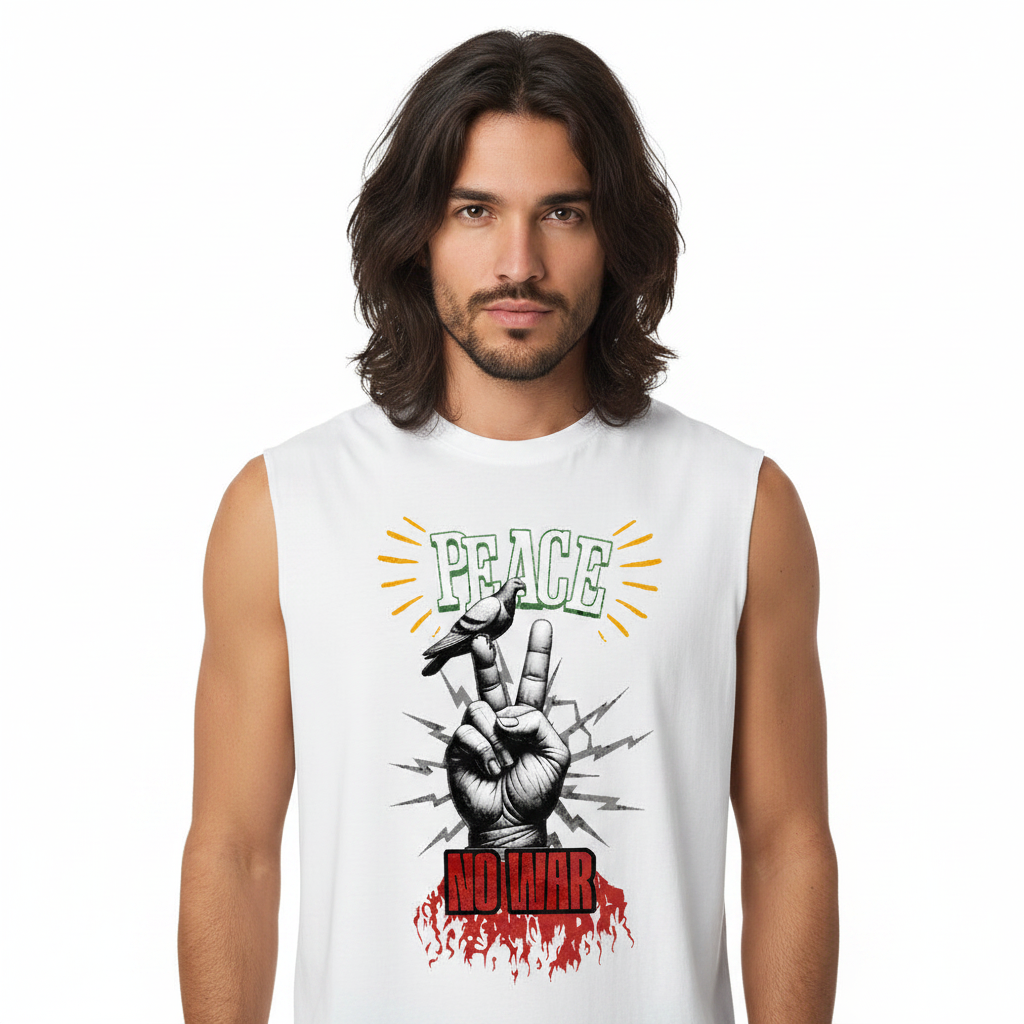 Sleeveless Oversized Tee / PEACE no WAR