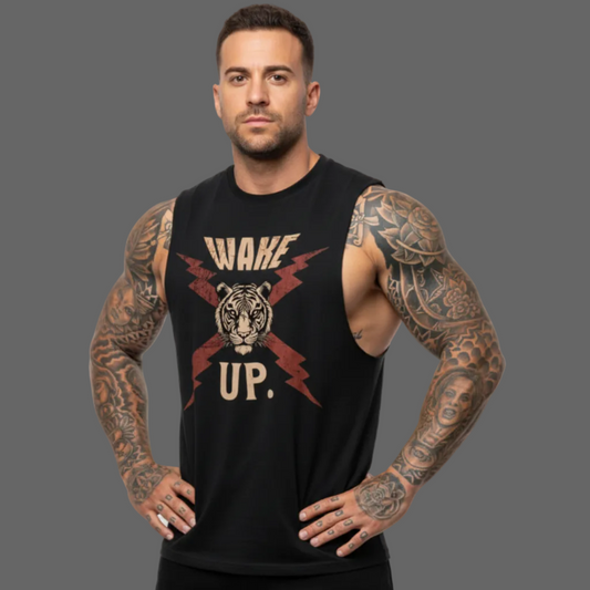 Sleeveless Oversized Tee / WAKE UP.