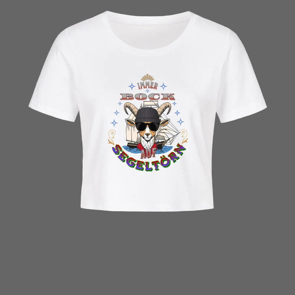 Auf SEGELTÖRN immer BOCK /  Ladies Cropped Tee-TORIPROS-weiss