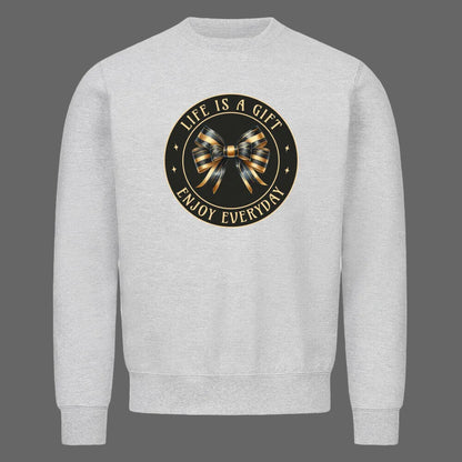  Classic Sweatshirt in Heather Grey mit „LIFE IS A GIFT"-TORIPROS
