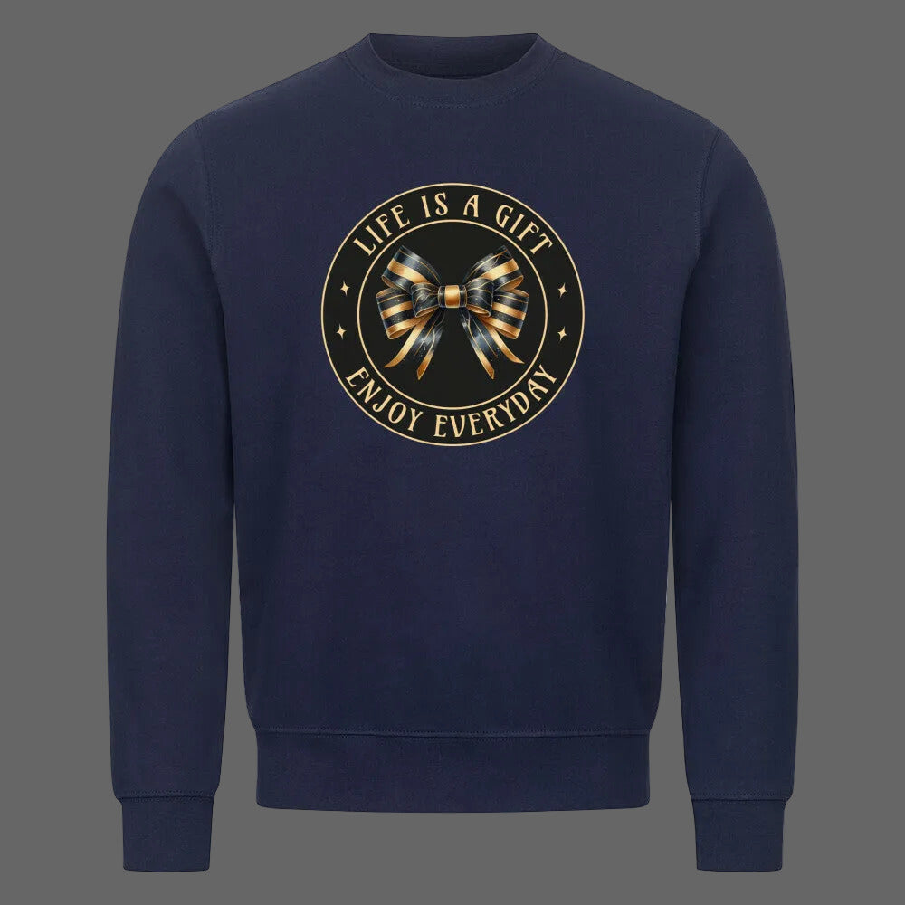  Classic Sweatshirt in Navy Blue mit „LIFE IS A GIFT"-TORIPROS