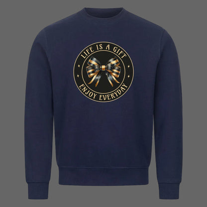  Classic Sweatshirt in Navy Blue mit „LIFE IS A GIFT"-TORIPROS