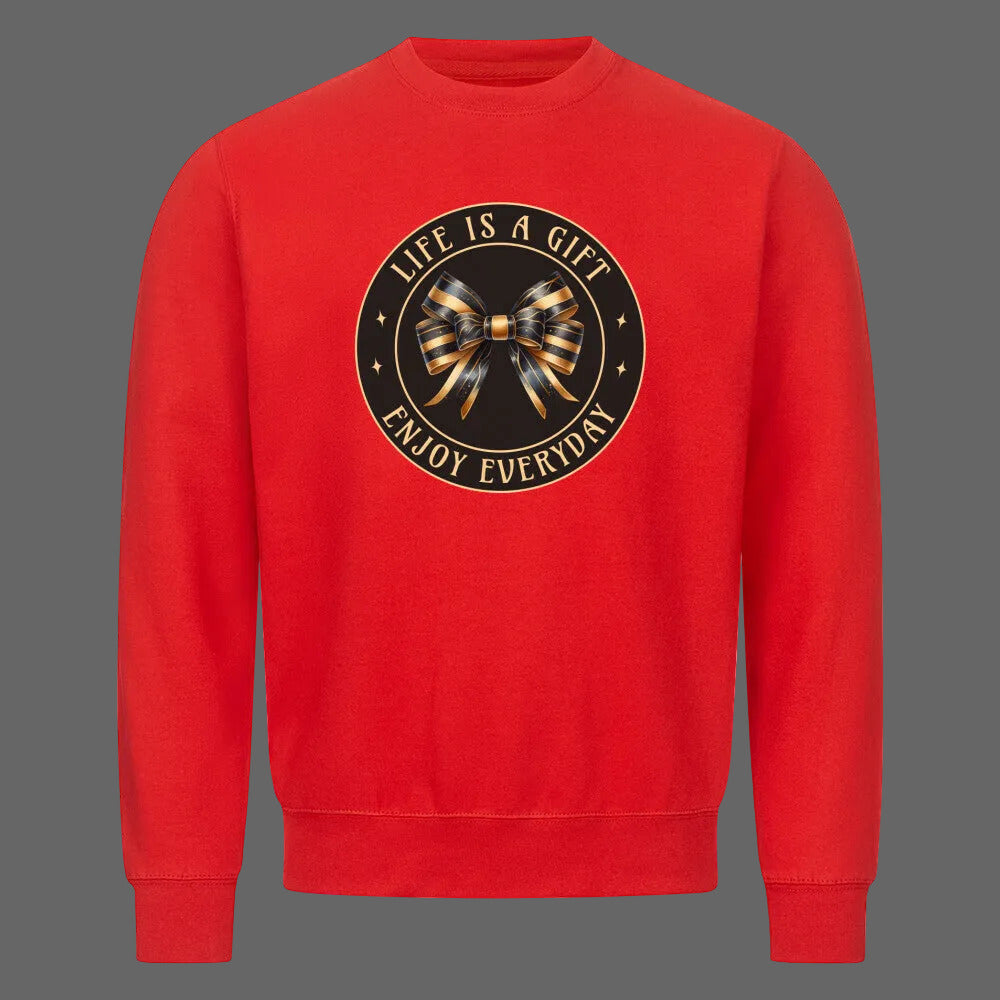 Classic Sweatshirt in Rot mit „LIFE IS A GIFT"-TORIPROS