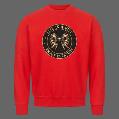 Classic Sweatshirt in Rot mit „LIFE IS A GIFT"-TORIPROS