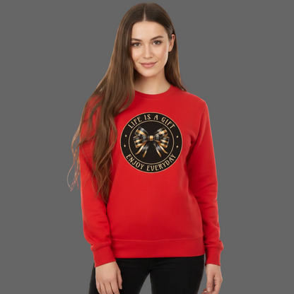 Classic Sweatshirt in Rot mit „LIFE IS A GIFT"-TORIPROS