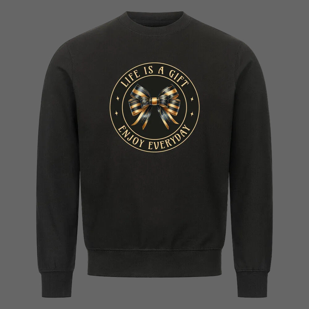 Classic Sweatshirt in Schwarz mit „LIFE IS A GIFT"-TORIPROS