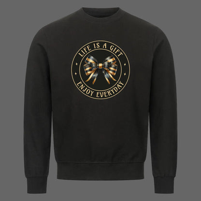 Classic Sweatshirt in Schwarz mit „LIFE IS A GIFT"-TORIPROS