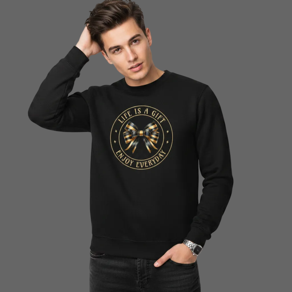 Classic Sweatshirt in Schwarz mit „LIFE IS A GIFT"-TORIPROS