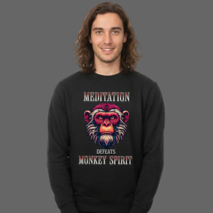 Classic Sweatshirt in Schwarz mit „MEDITATION defeats MONKEY SPIRIT“-TORIPROS