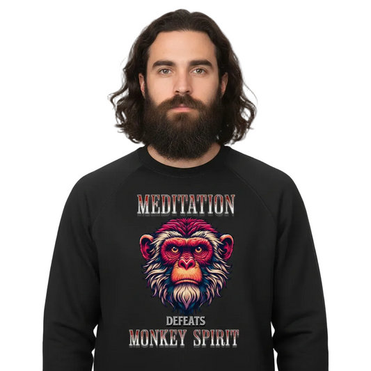 Classic Sweatshirt in Schwarz mit „MEDITATION defeats MONKEY SPIRIT“-TORIPROS