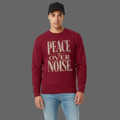  Classic Sweatshirt in Burgunder mit „PEACE OVER NOISE“-TORIPROS