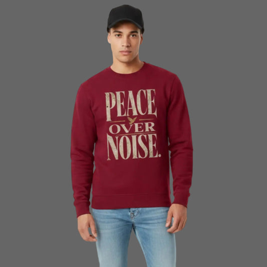  Classic Sweatshirt in Burgunder mit „PEACE OVER NOISE“-TORIPROS