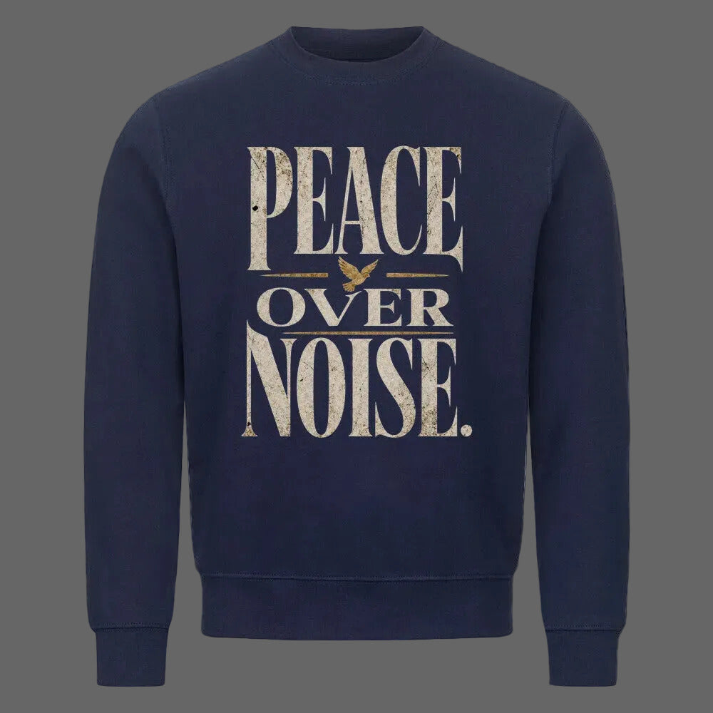  Classic Sweatshirt in Navy Blue mit „PEACE OVER NOISE“-TORIPROS