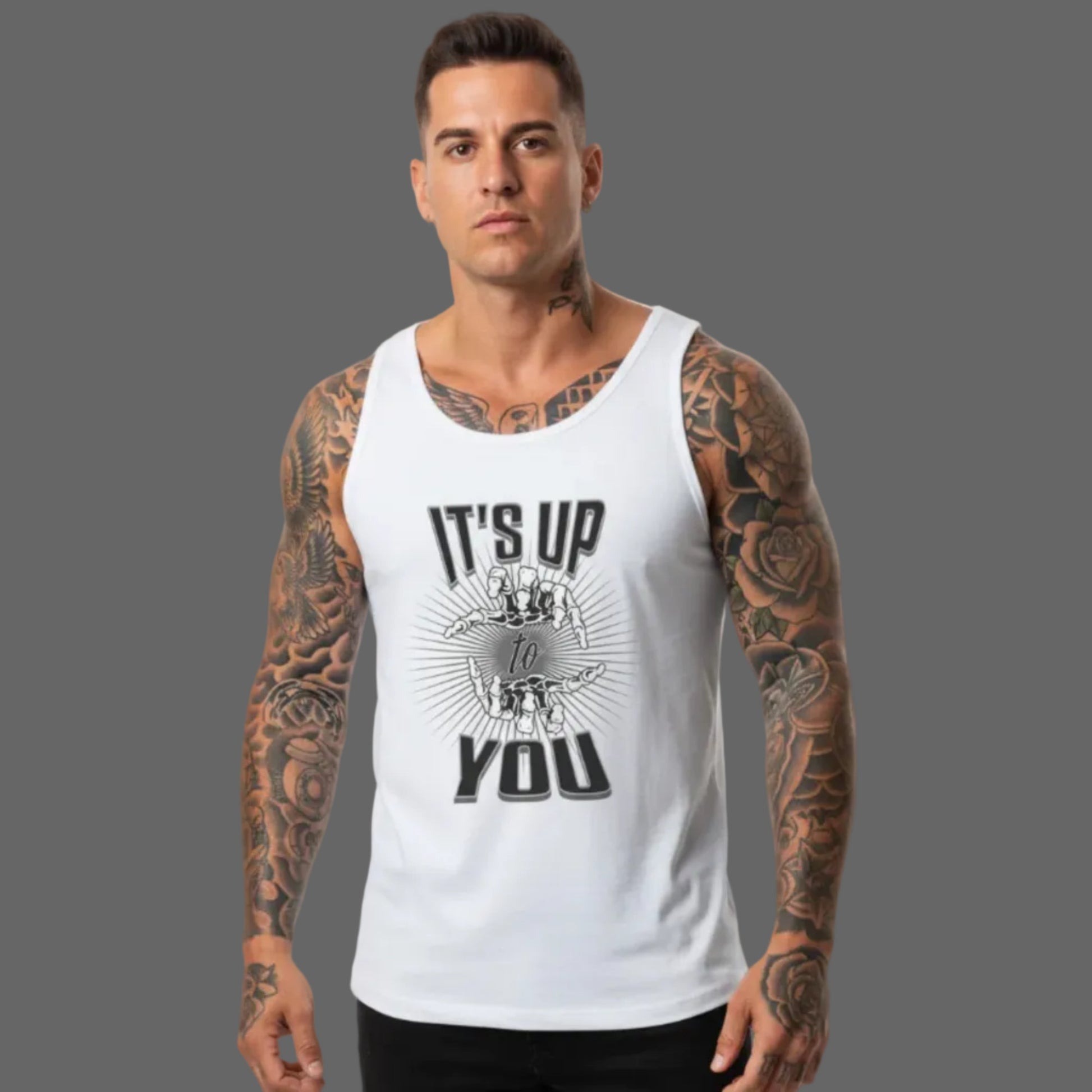  Classic Tanktop in Weiß mit „IT'S UP TO YOU“-TORIPROS