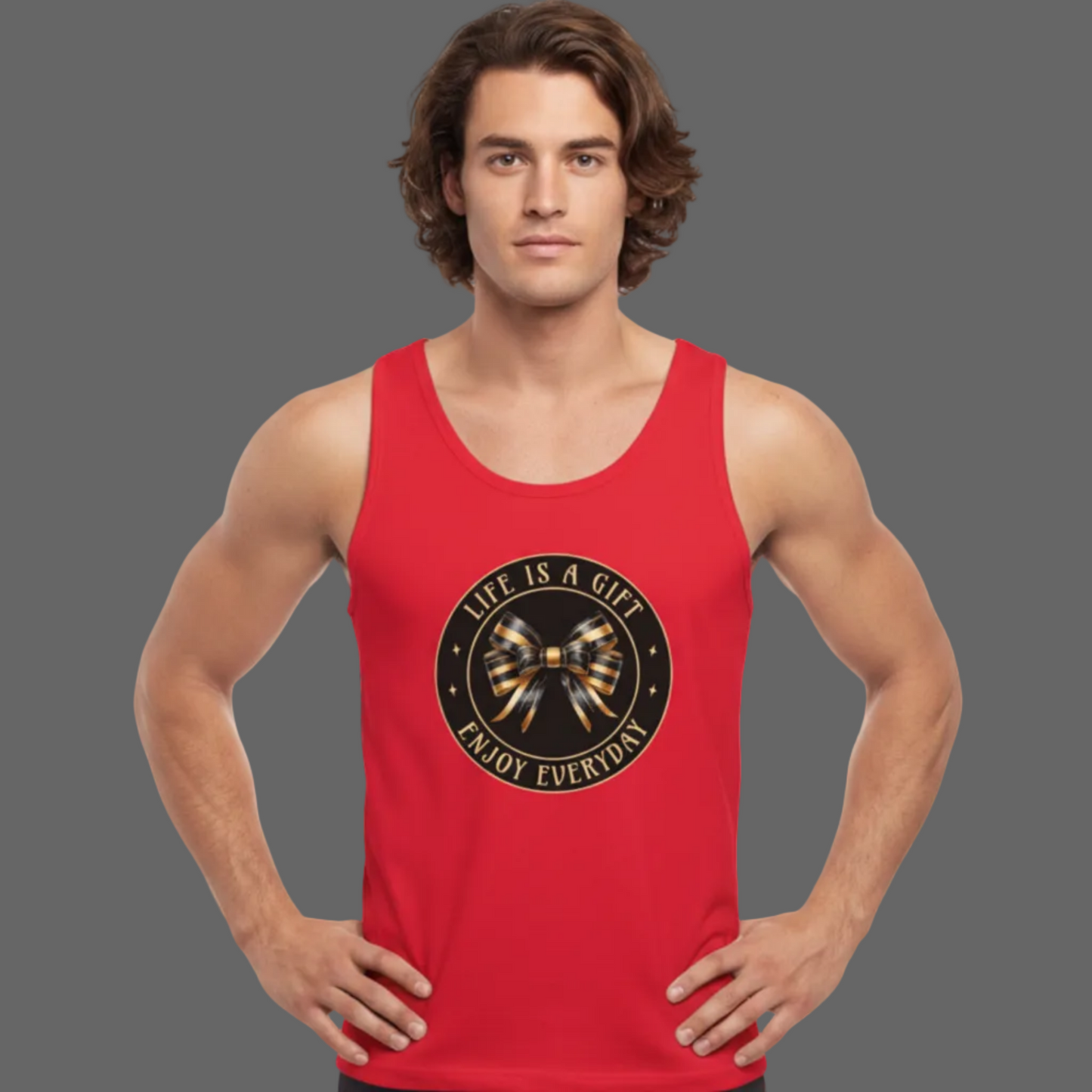 Classic Tanktop in Fire Red mit „LIFE IS A GIFT“-TORIPROS