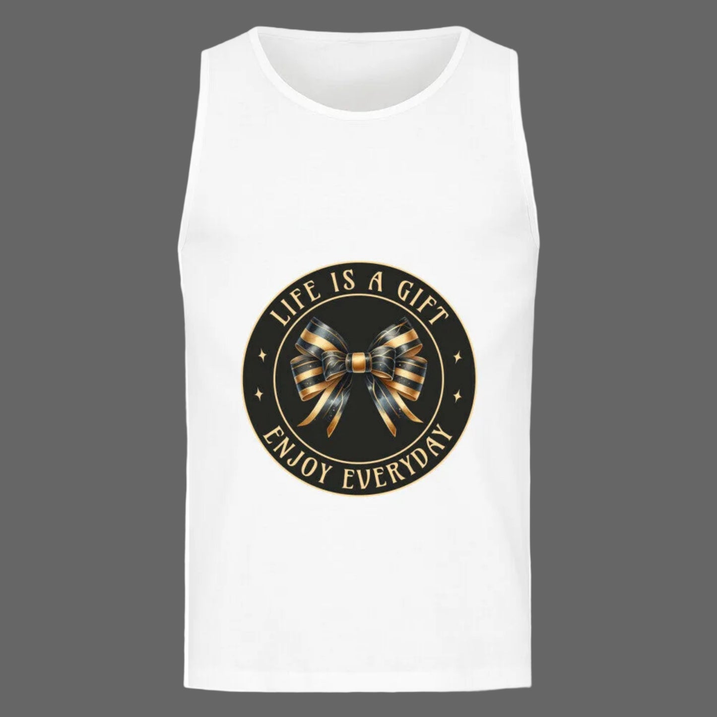 Classic Tanktop in Weiß mit „LIFE IS A GIFT“-TORIPROS
