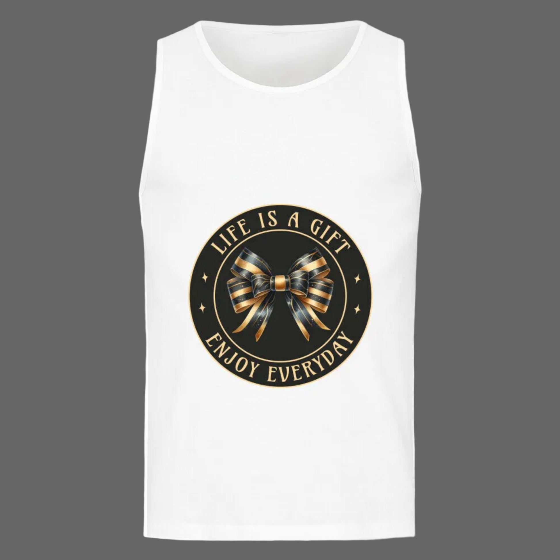 Classic Tanktop in Weiß mit „LIFE IS A GIFT“-TORIPROS