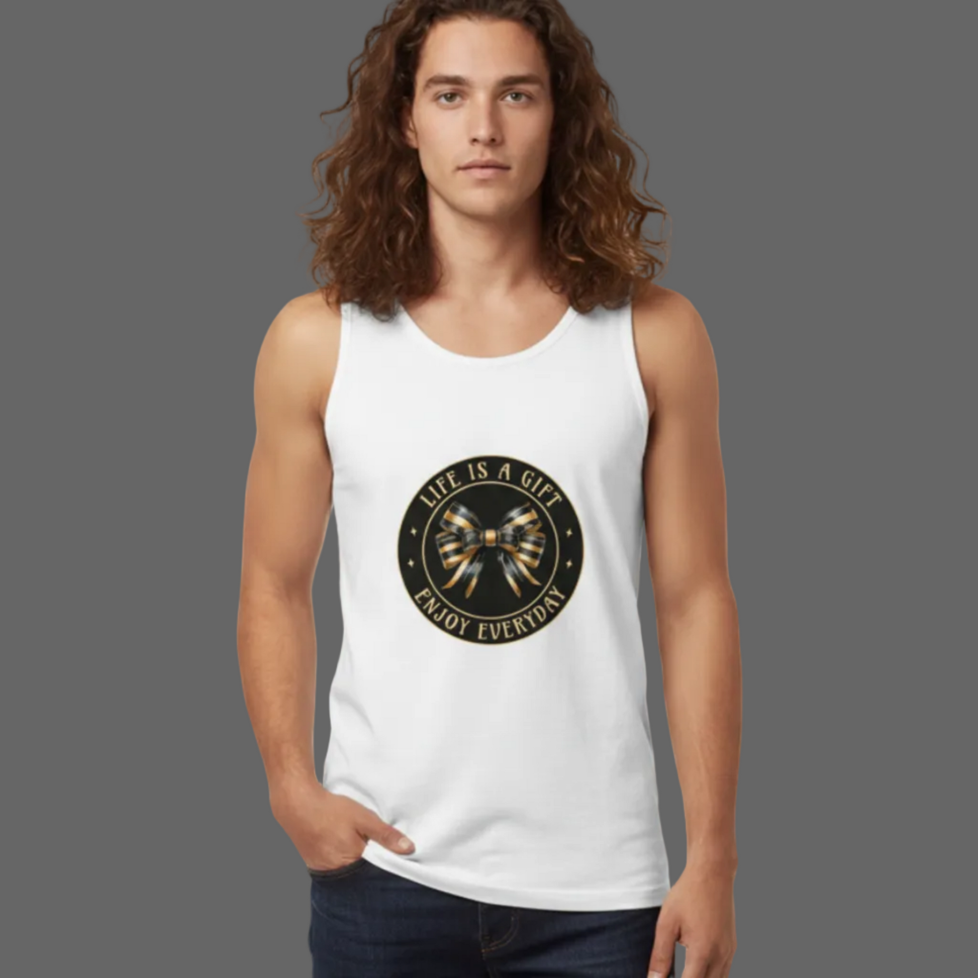  Classic Tanktop in Weiß mit „LIFE IS A GIFT“-TORIPROS