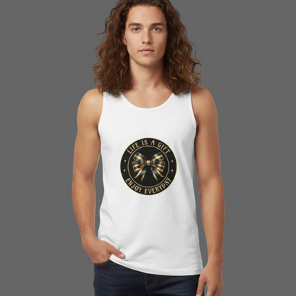  Classic Tanktop in Weiß mit „LIFE IS A GIFT“-TORIPROS