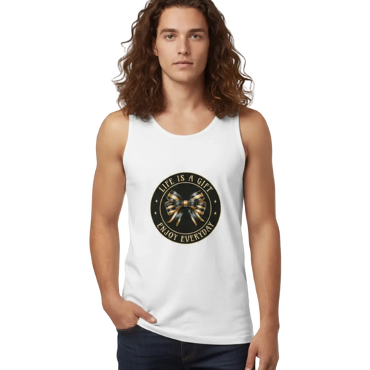  Classic Tanktop in Weiß mit „LIFE IS A GIFT“-TORIPROS
