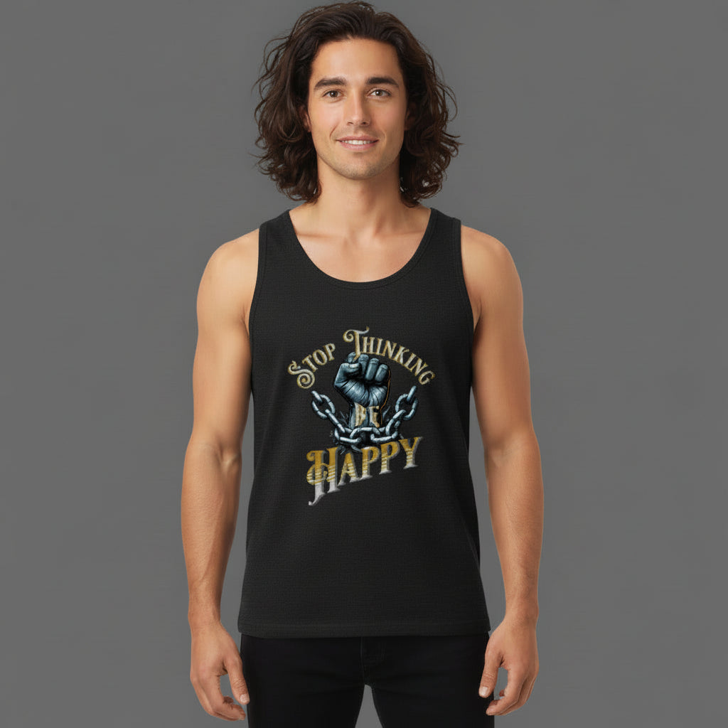 Classic Tanktop in Schwarz mit „STOP THINKING BE HAPPY“-TORIPROS
