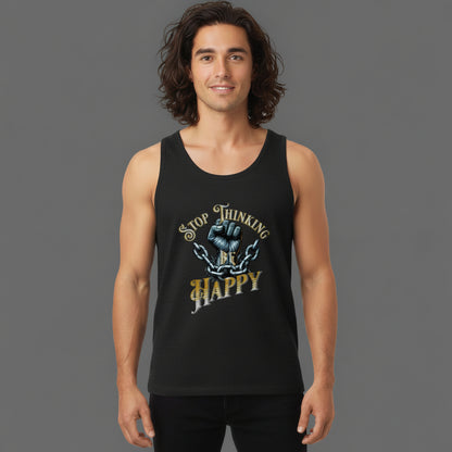 Classic Tanktop in Schwarz mit „STOP THINKING BE HAPPY“-TORIPROS
