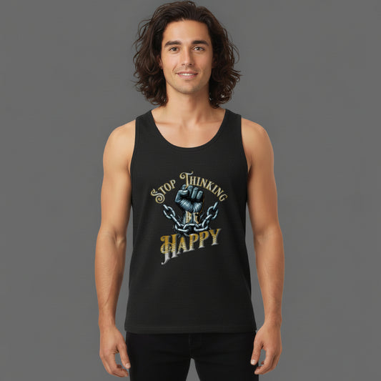 Classic Tanktop in Schwarz mit „STOP THINKING BE HAPPY“-TORIPROS