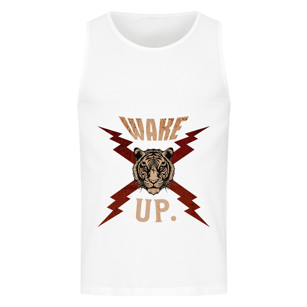 Classic Tanktop in Weiß mit „WAKE UP."-TORIPROS