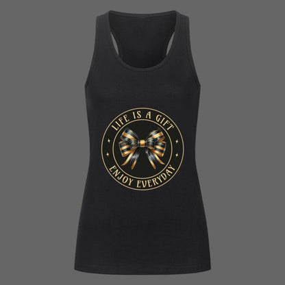  Classic Tanktop Women in Schwarz mit „LIFE IS A GIFT"-TORIPROS