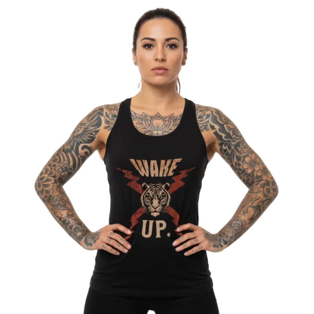  Classic Tanktop Women in Schwarz mit „WAKE UP."-TORIPROS