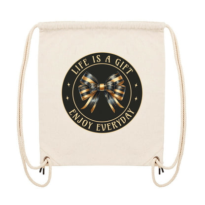 Gym Bag – Natur – ‘Life is a Gift’ – Front