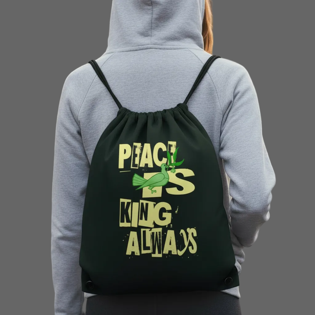 Gym Bag / Peace is KING allways-schwarz-TORIPROS