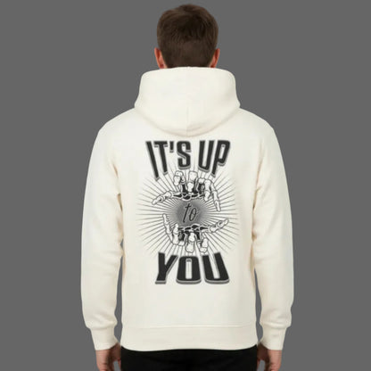 HigherBlanks Premium Hoodie in Beige mit „IT'S UP TO YOU“-TORIPROS