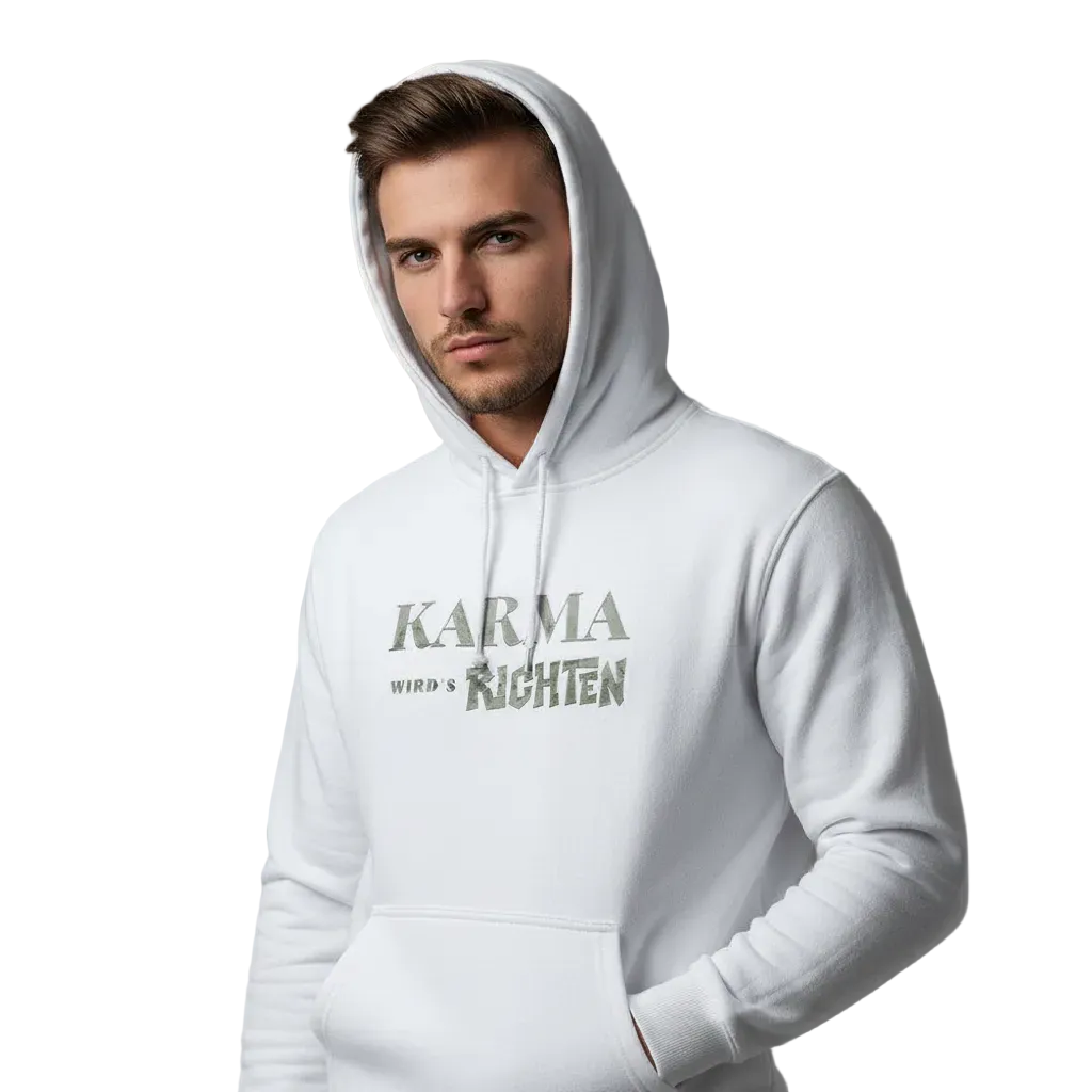 HigherBlanks Premium Hoodie/KARMA-Image for color: weiß