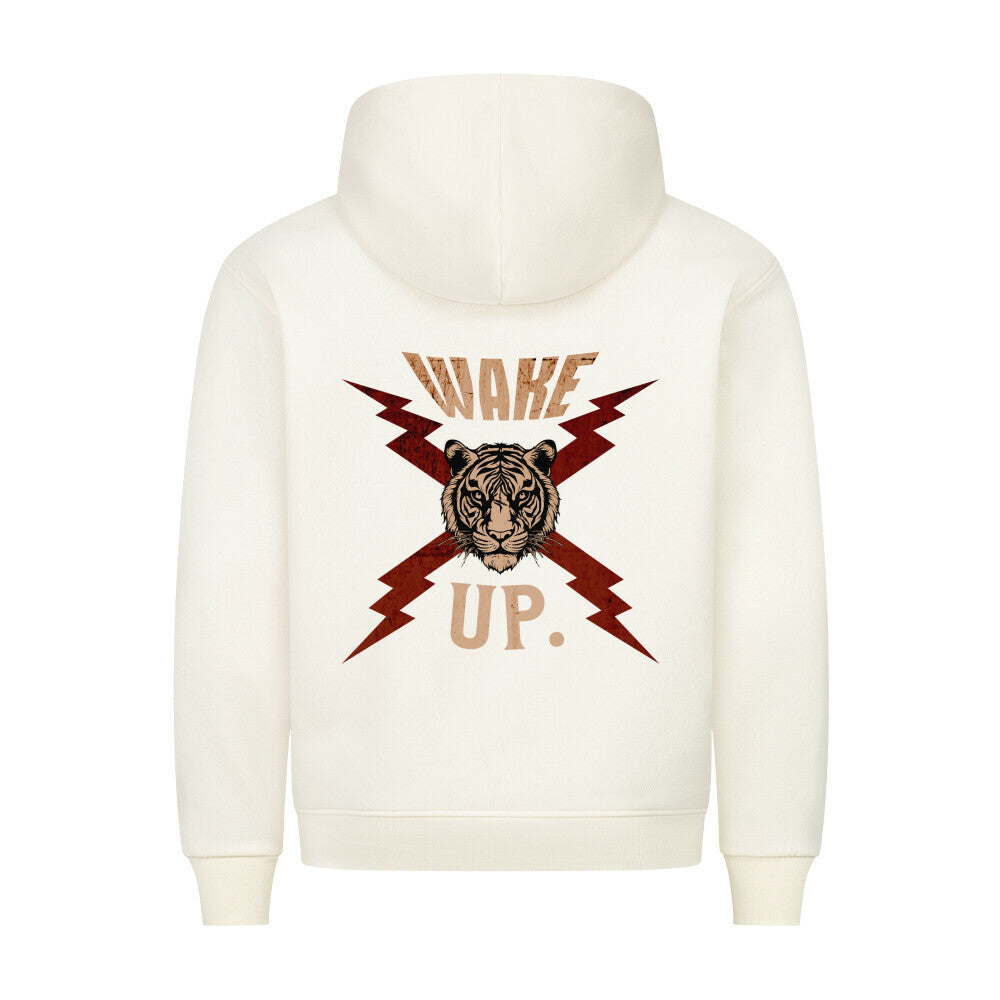 HigherBlanks Premium Hoodie in Beige mit „WAKE UP."-TORIPROS