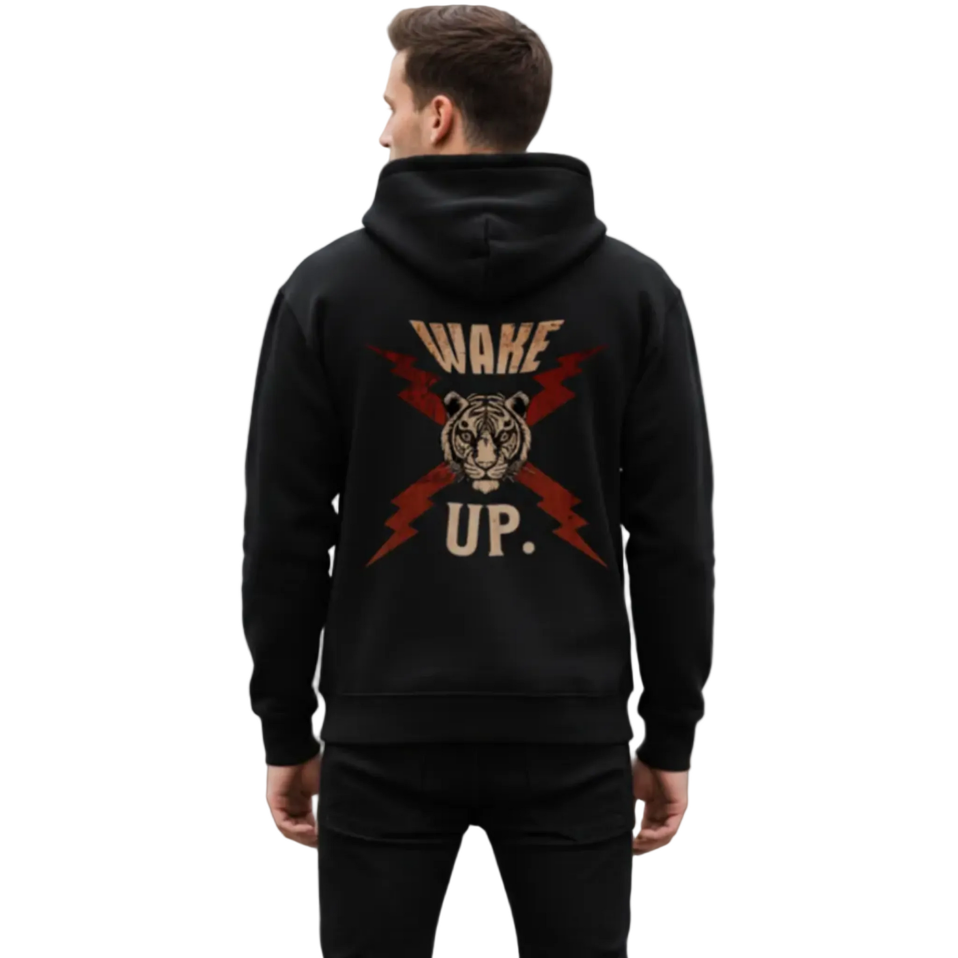  HigherBlanks Premium Hoodie in Schwarz mit „WAKE UP."-TORIPROS