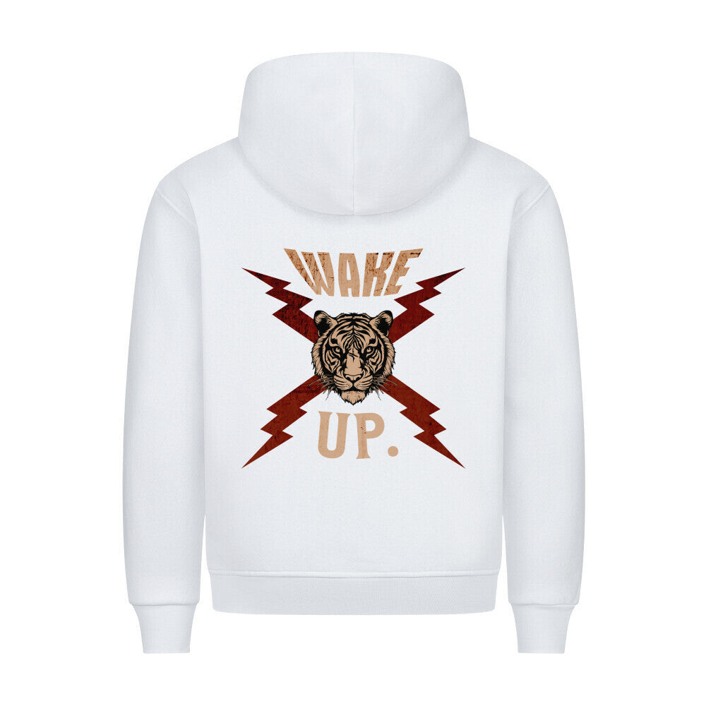  HigherBlanks Premium Hoodie in Weiß mit „WAKE UP."-TORIPROS