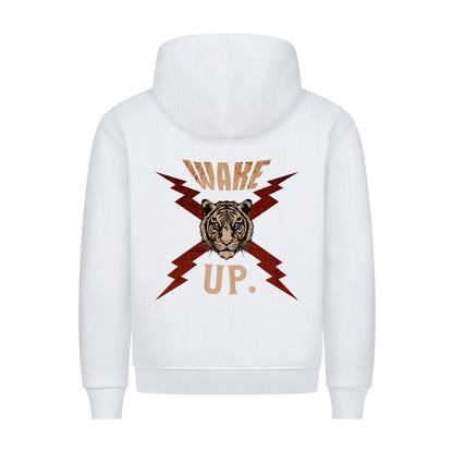  HigherBlanks Premium Hoodie in Weiß mit „WAKE UP."-TORIPROS