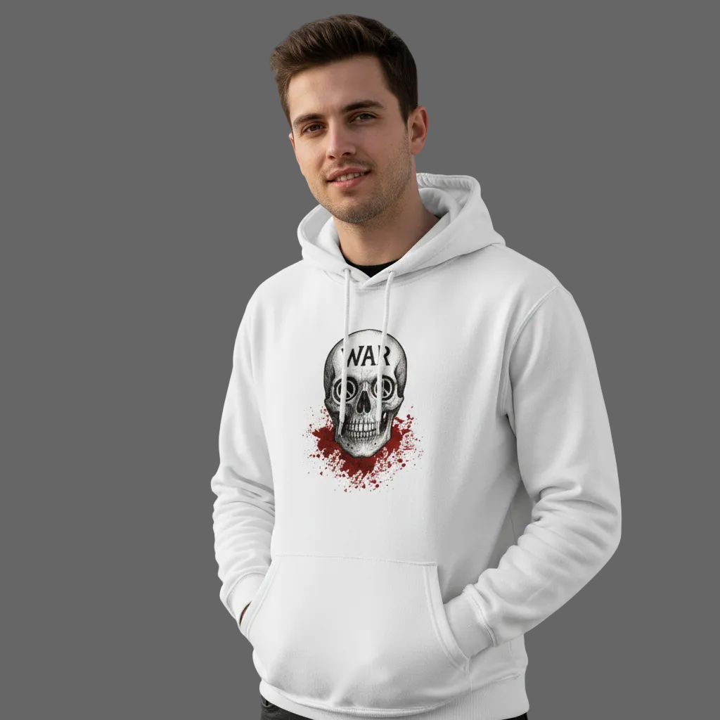 HigherBlanks Premium Hoodie/ WAR is DEATH: weiss