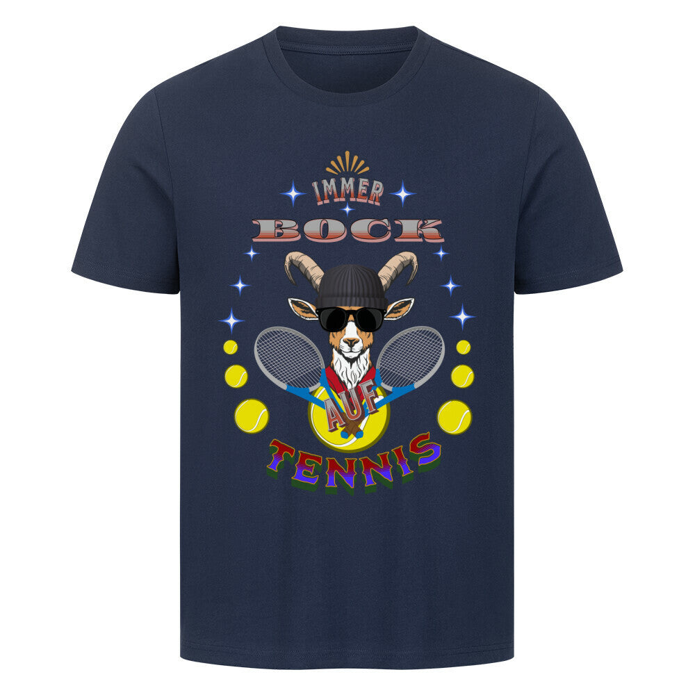  HigherBlanks Premium T-Shirt in French Navy mit „AUF TENNIS immer BOCK“-TORIPROS