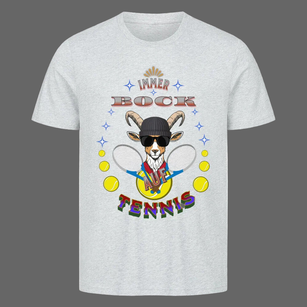 HigherBlanks Premium T-Shirt in Heather Grey mit „AUF TENNIS immer BOCK“-TORIPROS