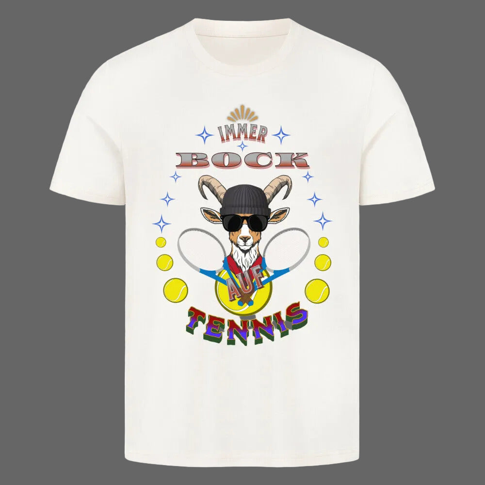 HigherBlanks Premium T-Shirt in Natural Raw mit „AUF TENNIS immer BOCK“-TORIPROS