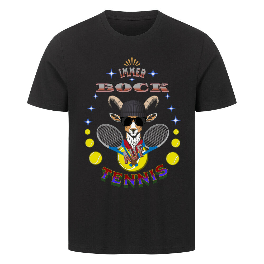HigherBlanks Premium T-Shirt in Schwarz mit „AUF TENNIS immer BOCK“-TORIPROS