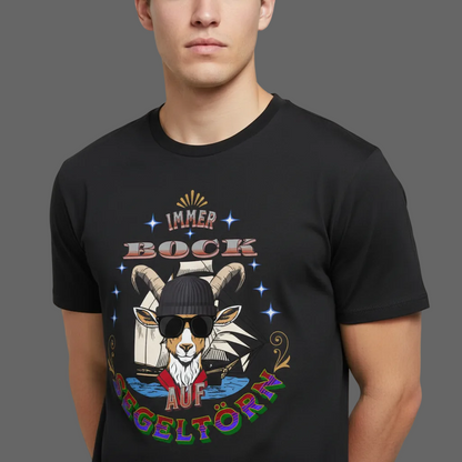 HigherBlanks Premium T-Shirt / Auf SEGELTÖRN immer BOCK -Schwarz-Toripros