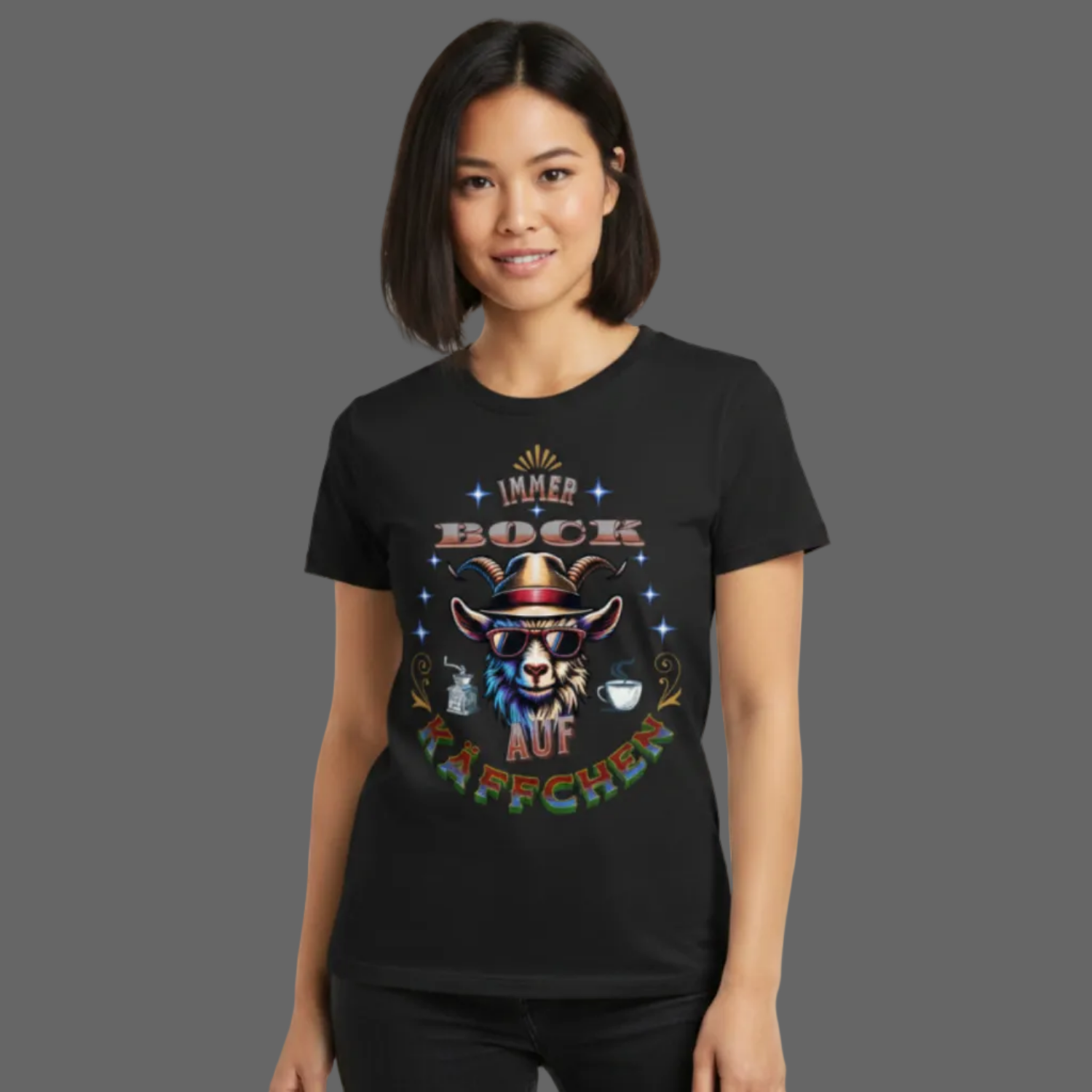 HigherBlanks Premium T-Shirt / BOCK auf KÄFFCHEN -schwarz