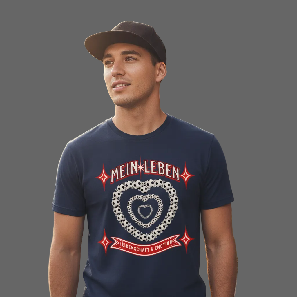 HigherBlanks Premium T-Shirt / Fußball mein LEBEN - Navy Blue