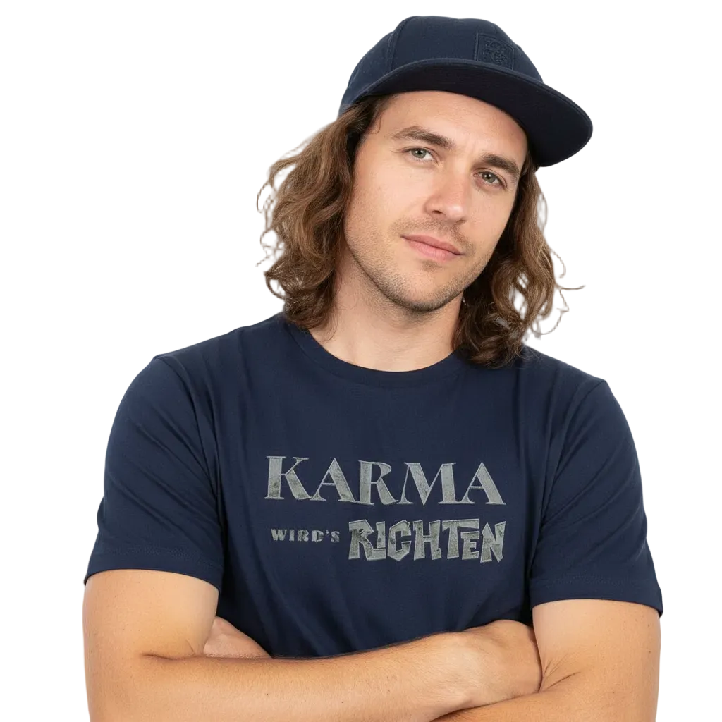 HigherBlanks Premium T-Shirt /KARMA-Image for color: french navy