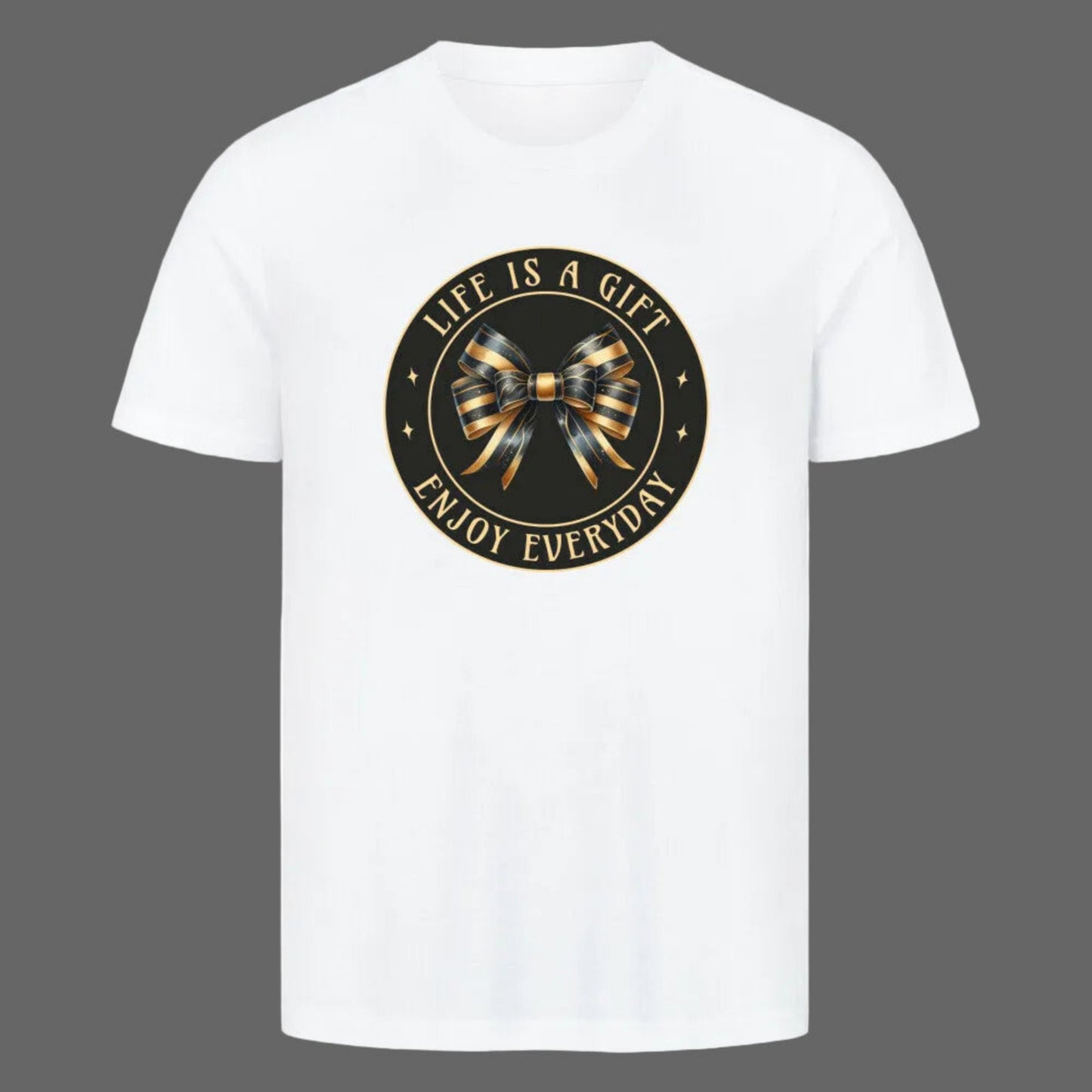 HigherBlanks Premium T-Shirt in Weiß mit „LIFE IS A GIFT“-TORIPROS