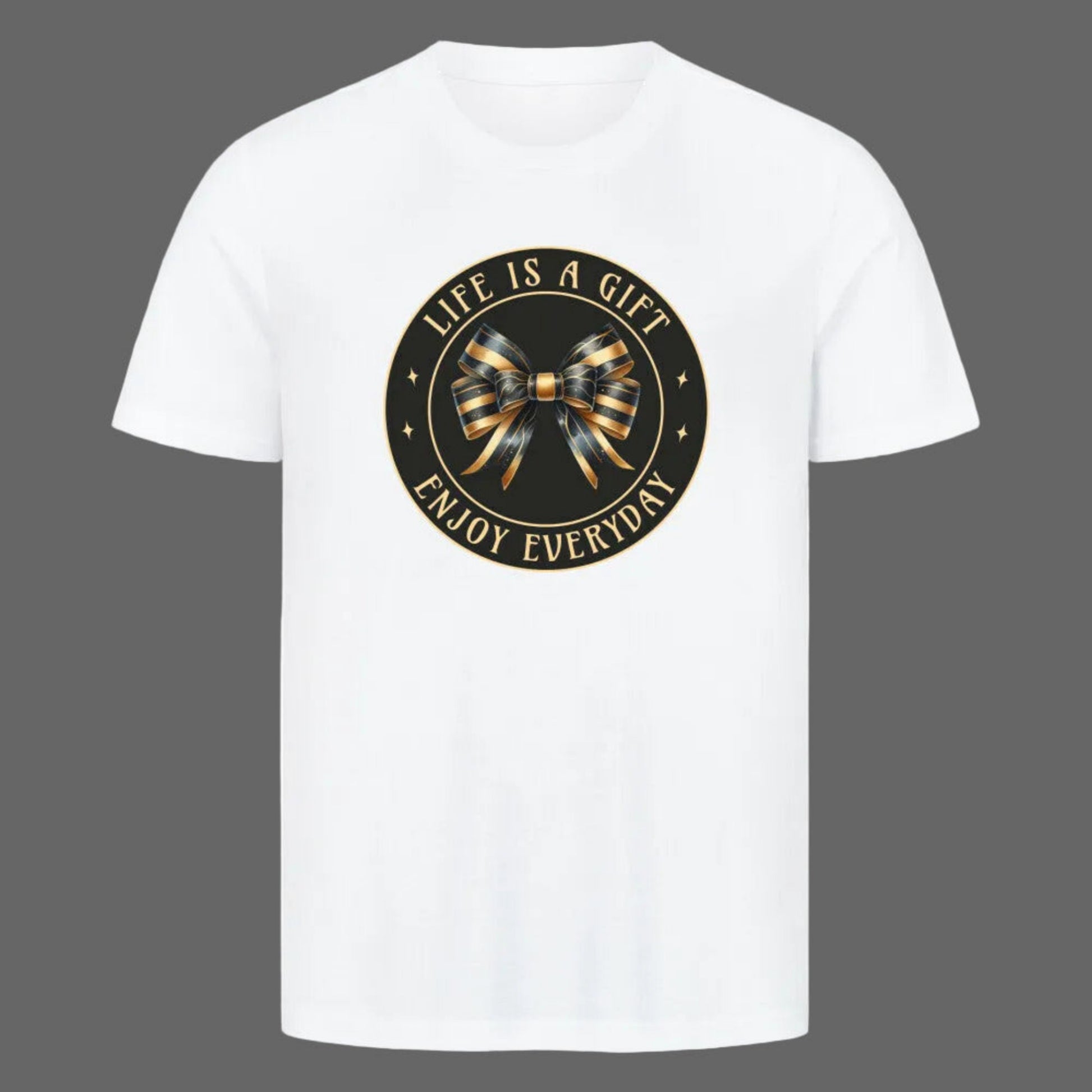 HigherBlanks Premium T-Shirt in Weiß mit „LIFE IS A GIFT“-TORIPROS